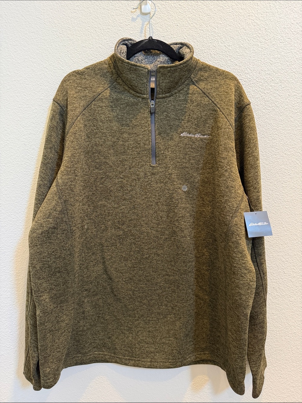 Eddie Bauer Men's Olive Green Half-Zip Fleece Pullover NWT